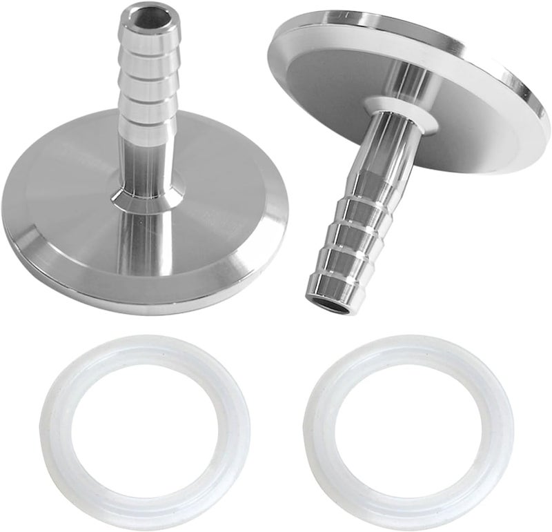 Fitvell Sanitary Fitting 1.5" Tri Clamp to 3/8" Hose Barb Fitting 304 Stainless Steel Sanitary Hose Pipe Adapter Connector (pack of 2) - Image 1